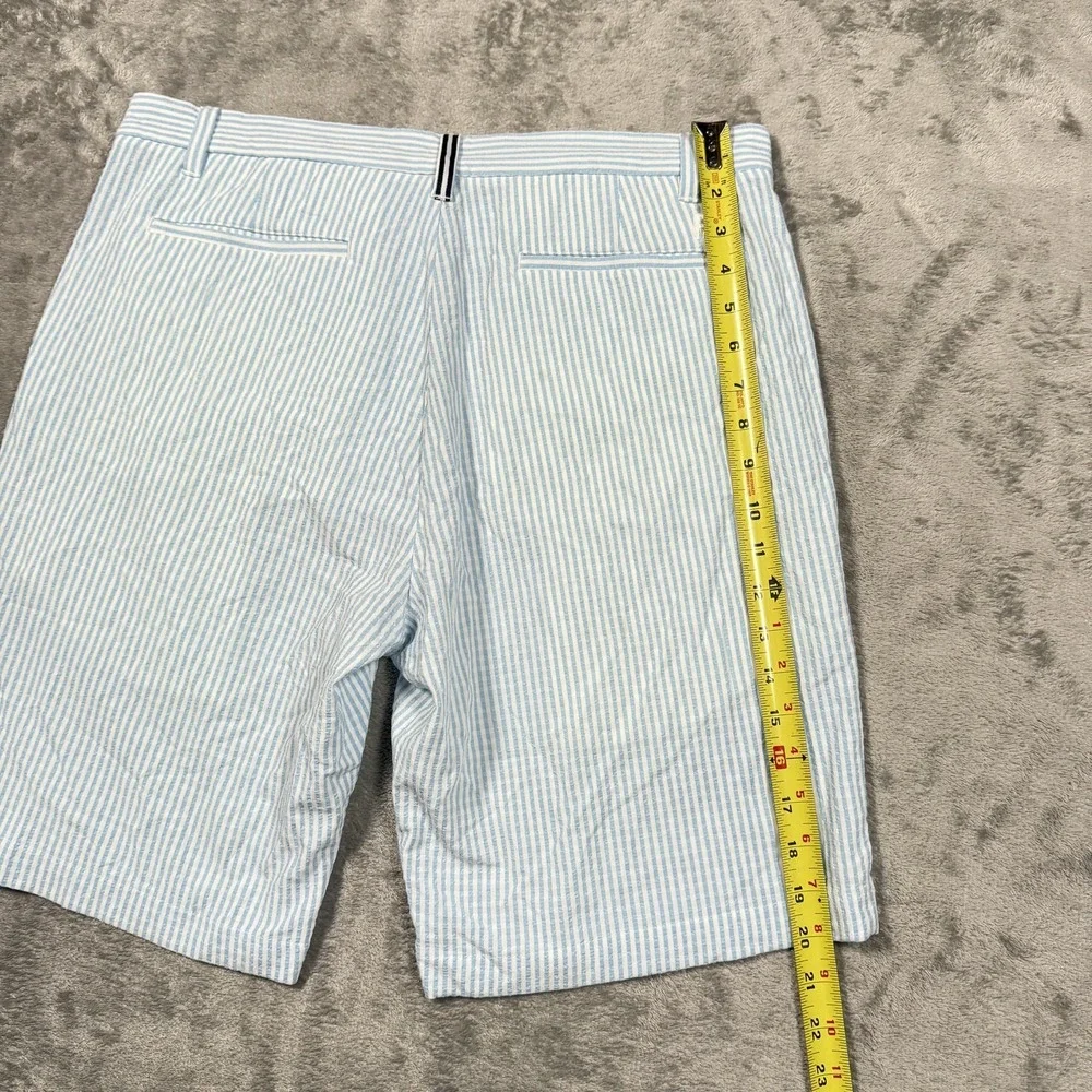 FootJoy Shorts Mens 34 Blue White Seersucker Stretch‎ Golf Summer Stripe Wicking